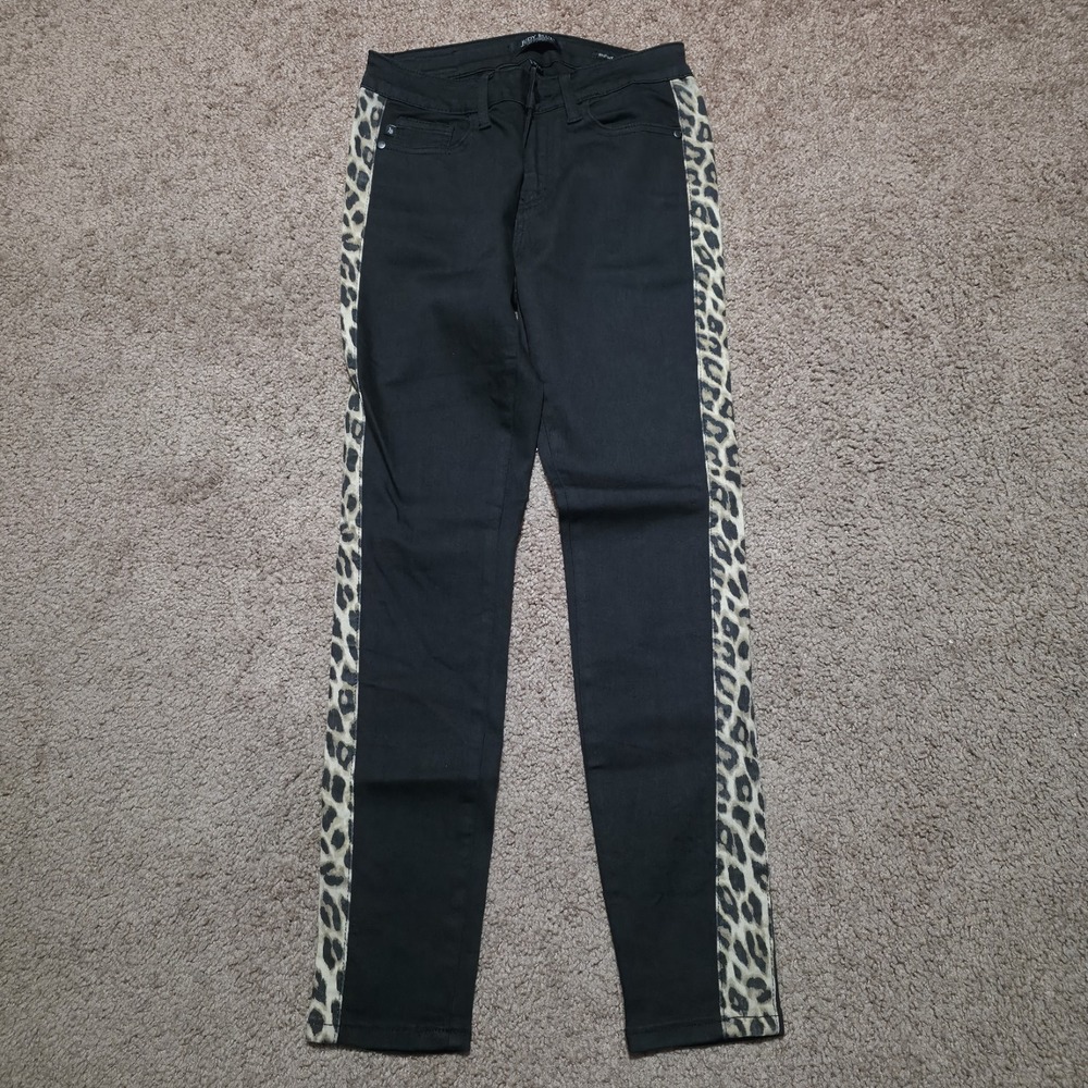 Judy Blue Jeans 5 / 27 Black Skinny Fit‎ Leopard Print Cheetah Stretch Edgy